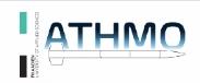 Der Schriftzug 'ATHMO' steht auf einer querliegenden Rakete auf, links das Logo des Gründungszentrums der Fachhochschule Aachen