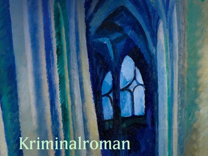 Gemalte Kirche mit Fensterbogen, es ist das Cover des Krimis 'Der Schatten hinter dem Schatten' von Gregor Maria Hoff.