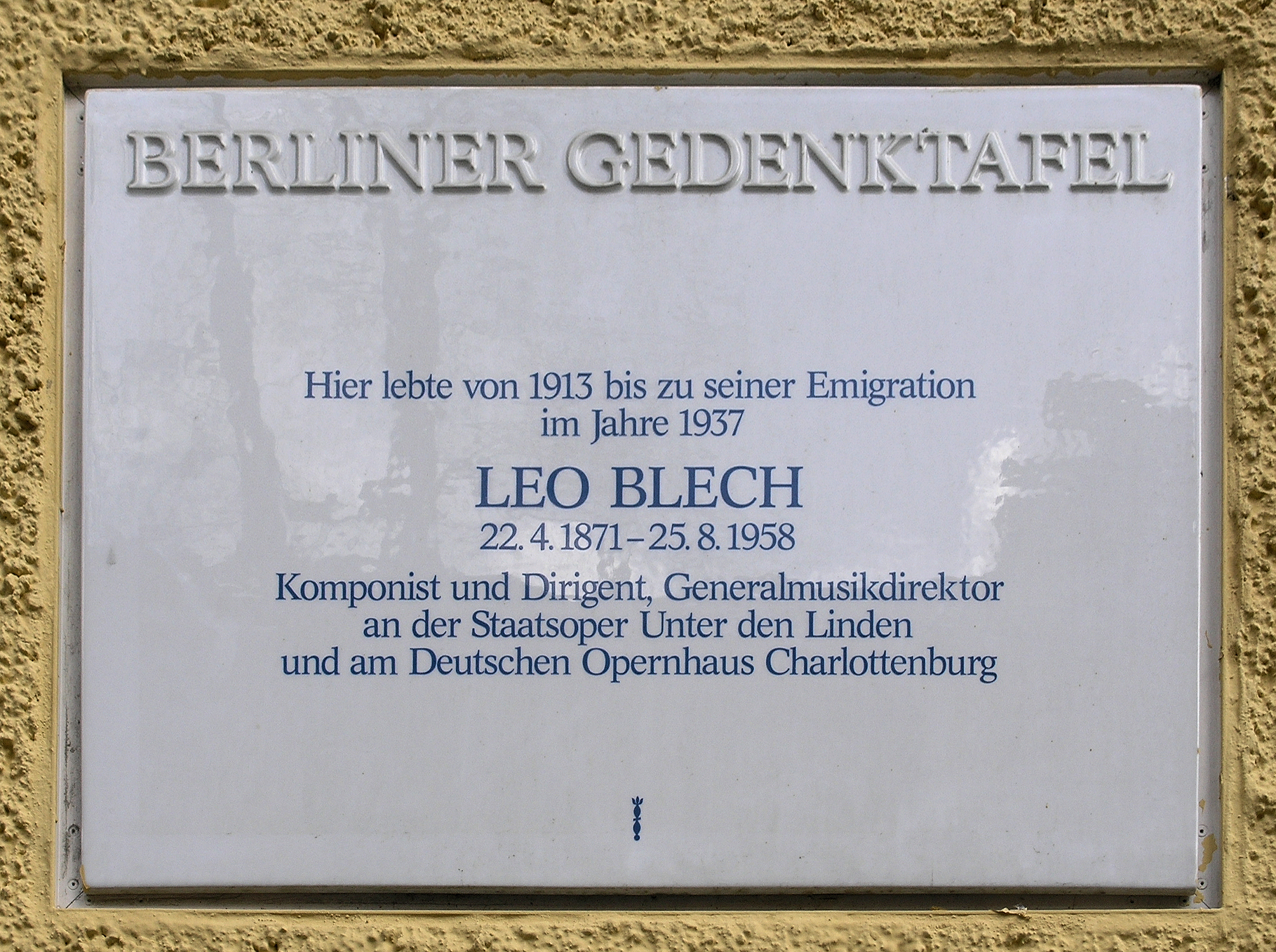 Gedenktafel Mommsenstraße 6, Berlin: Hier lebte [...] Leo Blech.